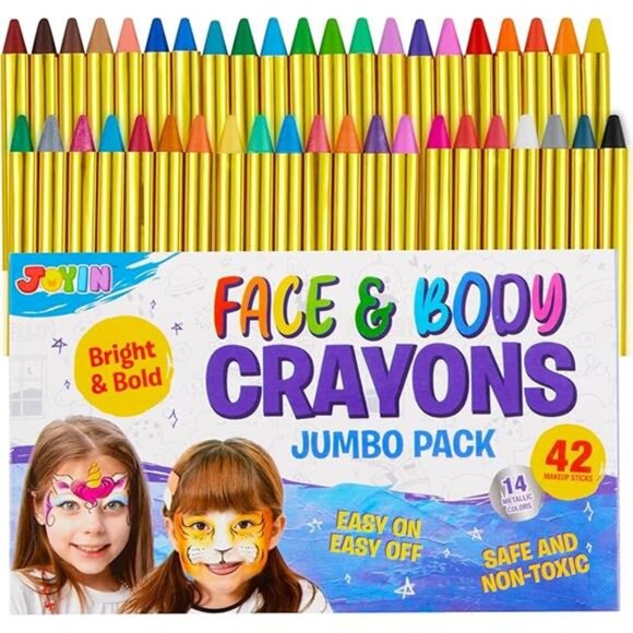 42-Piece Face & Body Paint Crayon Set: Non-Toxic Metallic Colors for Parties - Picture 7 of 7